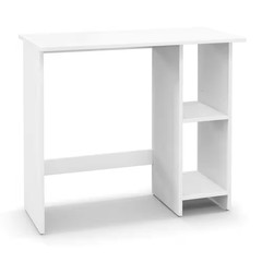 31.5 In. Rectangular White Wood Desk with Adjustable Shelf