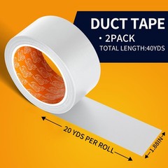 YONGJIN White Duct Tape 1.88″ x 20 Yards (2 Rolls x 40 Total),