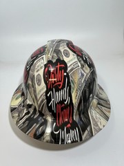 New Full Brim Hard Hat Custom Hydro Dipped DIRTY HANDS CLEAN MONEY FAFO EDITION