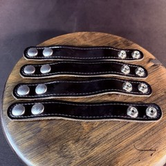 Duty Belt Keeper High Gloss Black Leather Nickel Double Snaps 7.25” (Lot of 4)