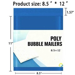 8.5×12 Blue Self Seal Poly Bubble Mailer Padded Envelope, #2 25,50,100,500.1000