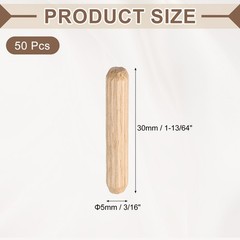Count 50 3/16″x 1-13/64″ Wooden Dowel Pins Straight Dowel Rods for DIY Craft