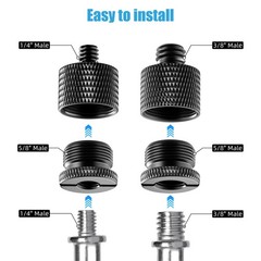 8 Pack Mic Stand Adapter 5/8 Female to 3/8 Male and 3/8 Female to 5/8 Male, 5…