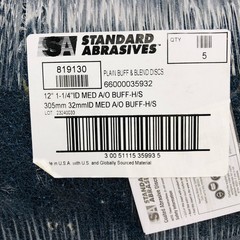 Standard Abrasives 819130 Buffing Discs 12″ Dia 1-1/4″ ID Medium A/O H/S 5pk