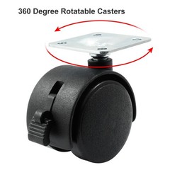 4 PCS 1.5 inch Black Nylon Swivel Caster Wheels with Brake Plate Casters