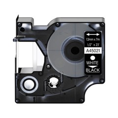 5 Pack 45021 White on Black Label Tape For DYMO D1 LabelManager 1/2″ x 23‘ 12mm