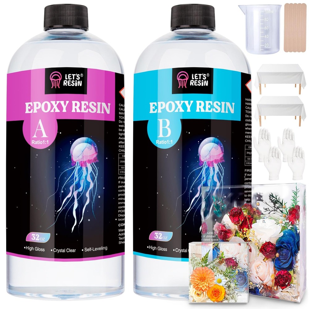 1/2 Gallon Casting Epoxy Resin,Bubble & Crystal Clear Epoxy Kit,2 Part Resin …
