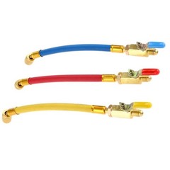 Color-Coded 3Pc AC Refrigeration Charging Hoses 1/4″ SAE for R134A R22 R12