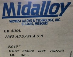 Stainless Steel Mig Welding Wire ER309L Bare Solid Wire 30 lb. Spool .045