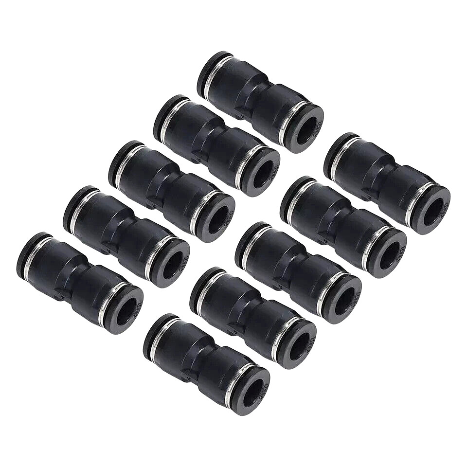 Straight Air Line Union Push To Connect Air Fittings For 3/8″ OD Pneumatic 10Pcs