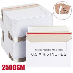 6.5 x 4.5 PROLINE WHITE RIGID PHOTO SHIPPING FLATS CARDBOARD ENVELOPE MAILERS US