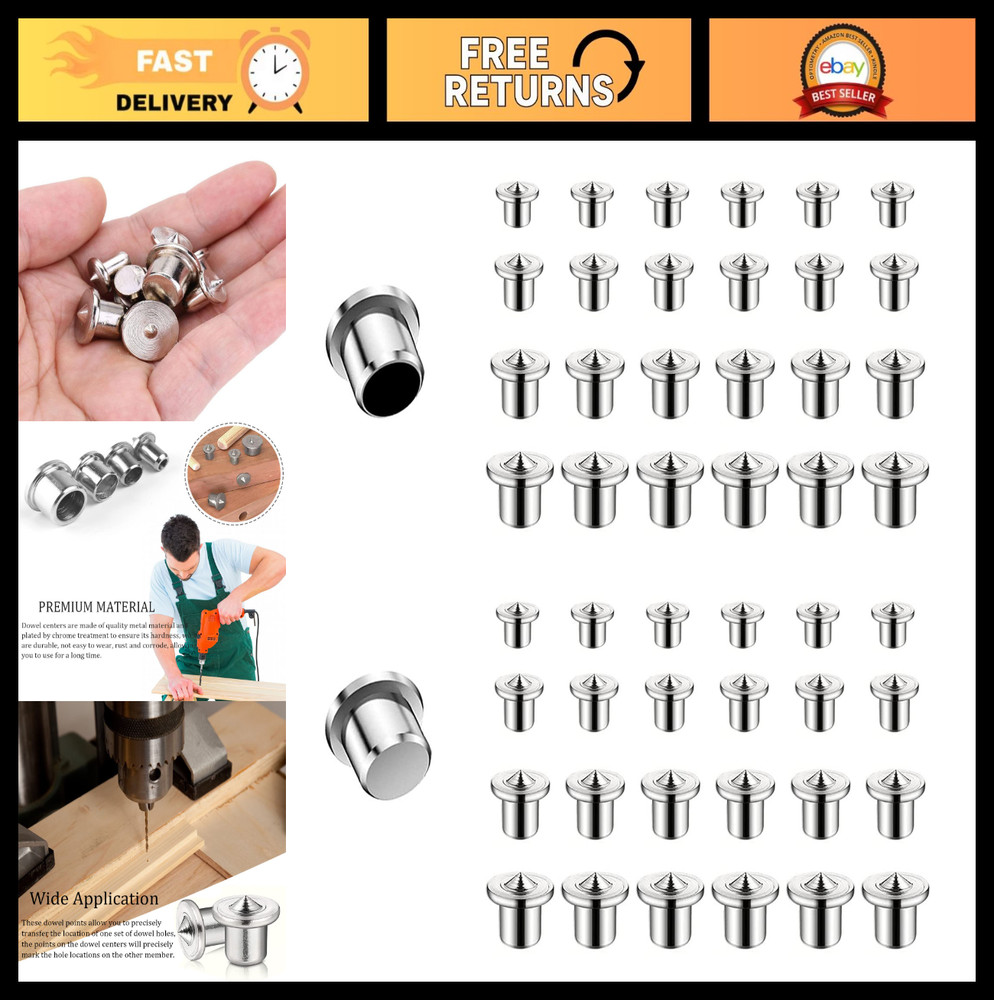 48 Pcs Metal Dowel Centering Pins for Woodworking – 1/4, 5/16, 3/8, 1/2 Inch Siz