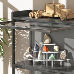 Dooiclear 3 Tier Acrylic Display Risers, Half Moon Cupcake Stand, Clear Perfu…