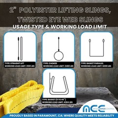 2″ x 3 / 6 / 9ft 1-Ply Twisted Eye Web Sling Lifting Strap Industrial 3100 lbs