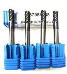 ARCH 1/4″ 5FL Corner Radius End Mill .040R Double End Solid Carbide AlTiN NEW