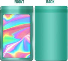 100 Pack Cyan Holographic Ziplock Bags Resealable Sealable Mylar Packaging Bag
