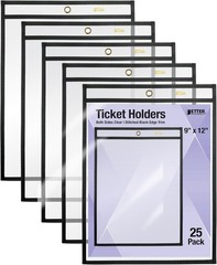 Better Office Products Shop Ticket Holders, 9 X 12 Inches Both Sides Clear(25PK)