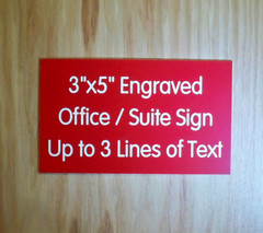 Custom Engraved 3×5-inch Red Sign | Add Your Wording | with Adhesive Backing