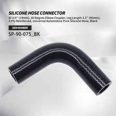 ID 3/4″ (19Mm), 90 Degree Elbow Coupler, Leg Length 3.5″ (90Mm), 3-Ply Reinforce