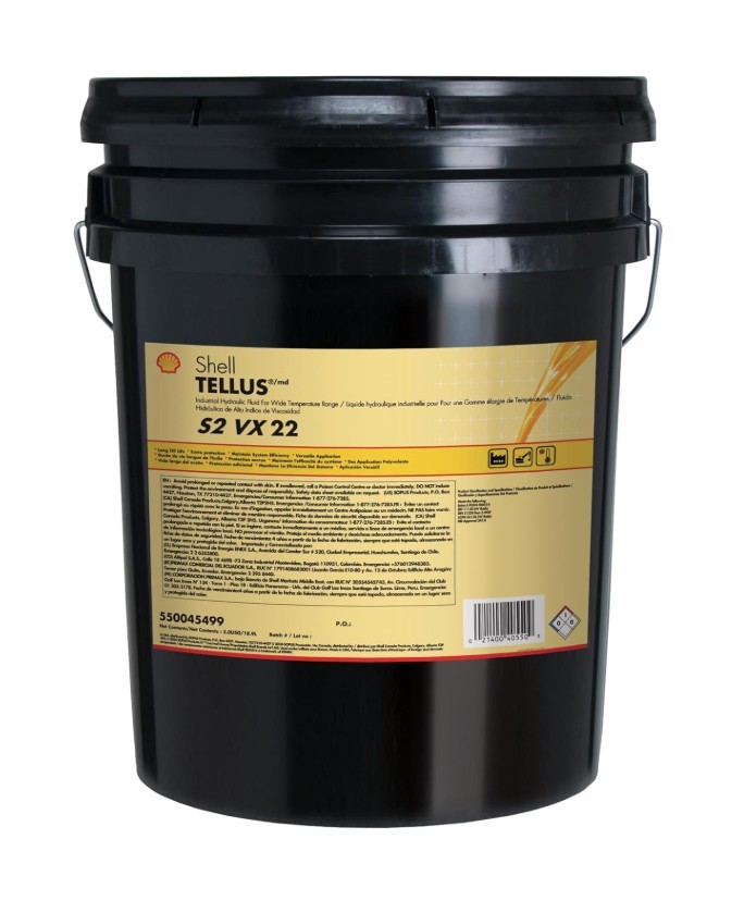 Shell Tellus S2 VX 22 Hydraulic Fluid, 1 – 5 Gallon Pail | 550045499