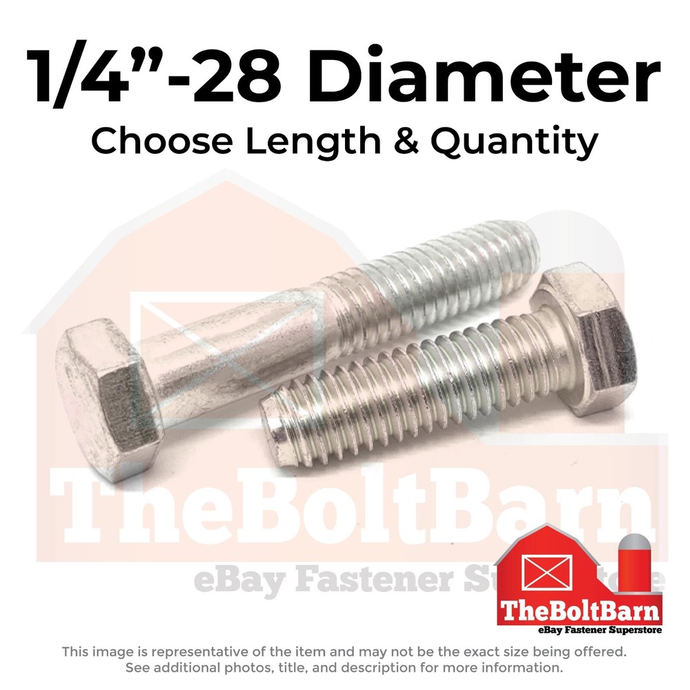 1/4″-28 Stainless Hex Cap Screws Fine Thread Hex Bolts (Choose Length & Qty)