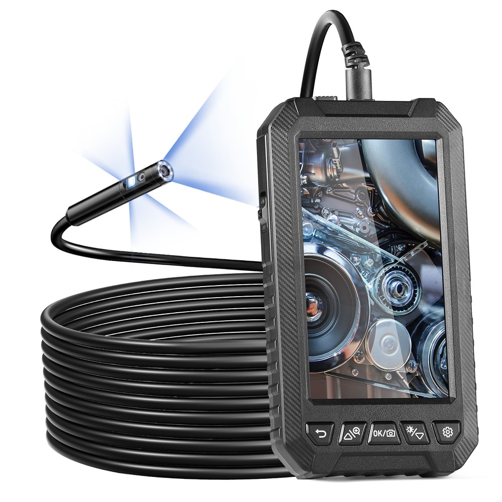 VEVOR Endoscope Camera with Lights Triple Lens Borescope 16.4FT Cable 5″ Screen