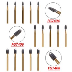 SANDENT 10pcs/pk Dental Trimming&Finishing Gold Carbide Bur FG 7404/7406/7408 st