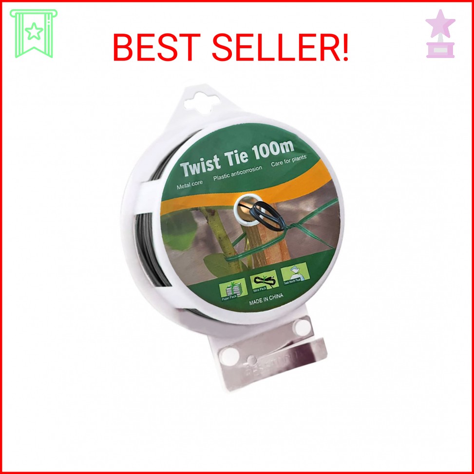 Twist Tie, 328 Feet (100m),black cable ties with Cutter, black twist ties，Garden