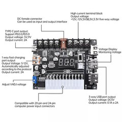 20/24Pin ATX Power Supply Breakout Board Adjustable Voltage Module / Case HOT