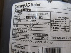 AO Smith Century AC motor H767 HP1.5 PH3 200-230/460V RPM 1140 7-182759-01