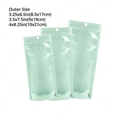 Multi-Sizes Clear Front Green Back Glossy Foil Stand up Zip Lock Bag w/Hang Hole
