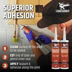 Liquid Rubber Caulk – Waterproof Hybrid Adhesive Sealant, White, 1 Pack, 10oz