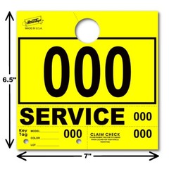 Yellow Service Department Hang Tags Window Tag 1000 Per Box