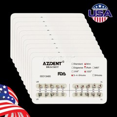 100 Packs AZDENT Dental Orthodontic Bracket Braces Mini Roth 0.022 Hooks 3-4-5