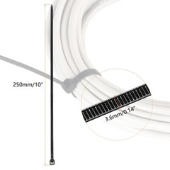 10-inch zipper cable ties, black, suitable for both indoor and outdoor use