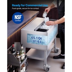 Uimoso 65.1Qt Commercial Ice Bin 24 x 19in Underbar Ice Storage with Sliding Lid