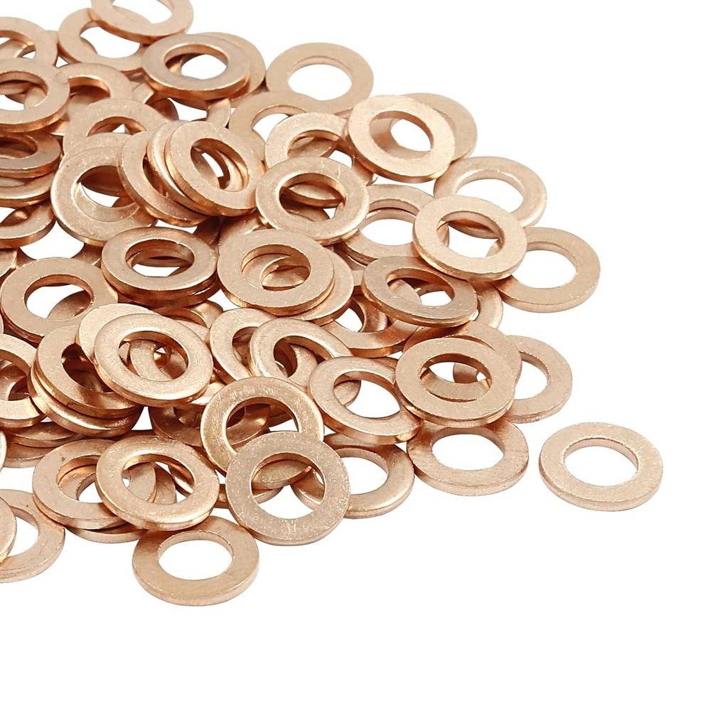 Litoexpe M5 Metric Flat Washer Copper Sealing Ring, 5mm ID 9mm OD 1mm Thickness,