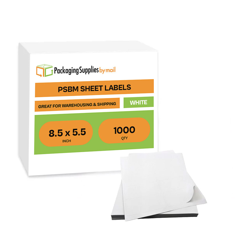 2 Labels/Sheet (1000 Sheets) 8.5″ x 5.5″ Laser Sheet Blank Shipping Labels White