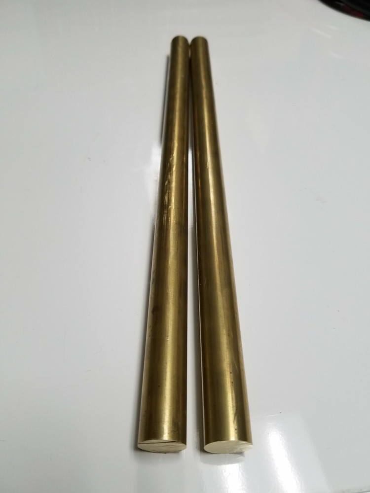 (2) 5/8″ C360 BRASS ROUND ROD 2 x 12″ long Solid New Lathe Bar Stock .625″ H02