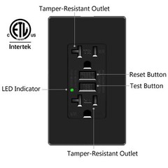 20× GFCI Outlet 15Amp GFI Receptacle Tamper-Resistant WR TR Electric Plugs Black