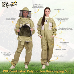 Ultra-Ventilated Polycotton Beekeeping Suit for Men & Women with Gloves & Two Be