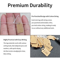 300 Pcs 0.9×0.5 Inches Kraft Jewelry Price Tags with String Attached Retail P…
