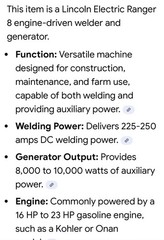 LINCOLN ELECTRIC RANGER 8 WELDER AND GENERATOR – USED