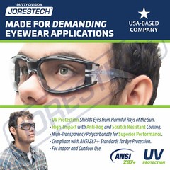 Safety Goggles Clear Anti Fog Scratch Resistant UV Z87+ Glasses JORESTECH