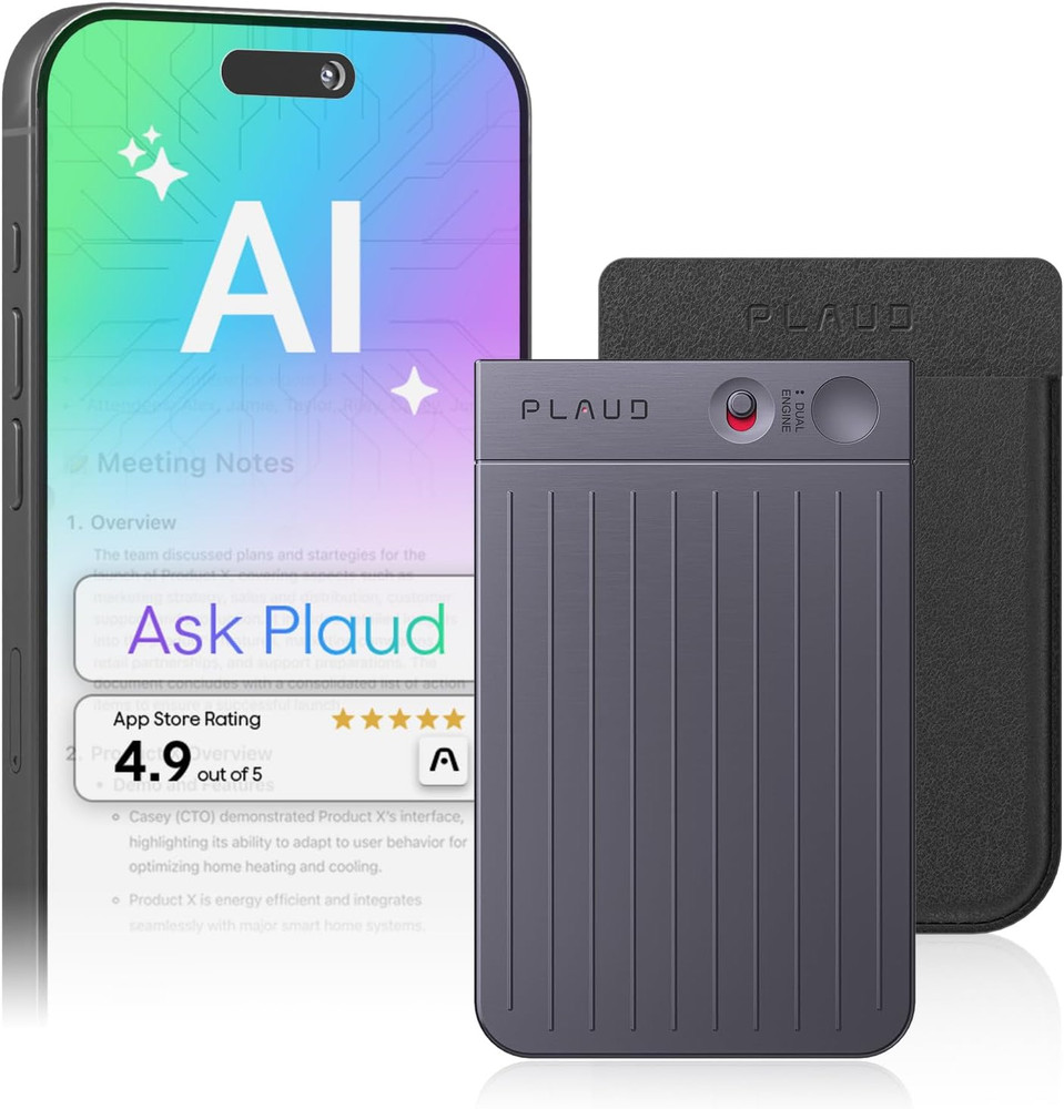 AI Voice Recorder, Note Voice Recorder W/Case, App Control, Transcribe & Summar
