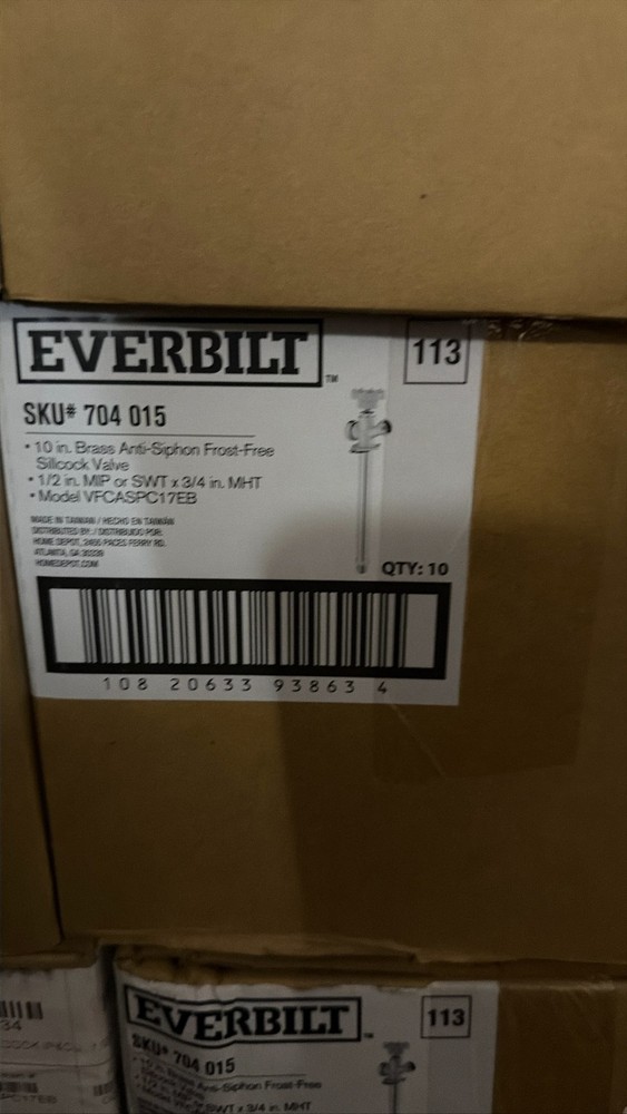 10 Pcs Everbilt 10″ Brass Anti-Siphon Frost-Free Sillcock Valve 1/2″ x 3/4″ MHT