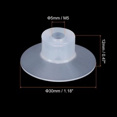 uxcell Bellows Suction Cup 30mm Diameter x M5 Joint Silicone Pneumatic Vacuum Su