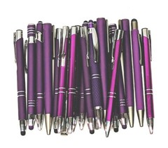 20ct Lot Misprint Metal Retractable Click Pens by Color: PURPLES Violet/Lavender