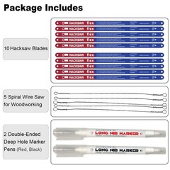 10 Pack Hacksaw Blades, High Speed 24 Tpi – 12″ Length Blades 12 Red