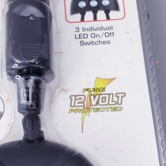 12 volts Triple Socket Power Pod, 3 individual led, Black